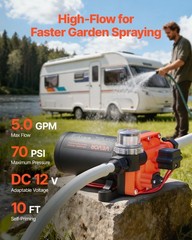VEVOR RV Water Pump 12V DC 5 GPM (18.9 L/min) 4-Chamber Diaphragm Water Pump