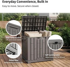 EAST OAK Outdoor Storage Box, 31 Gallon Deck Box Indoor and Outdoor Use, Waterpr