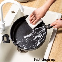 Large Deep Frying Pan With Glass Lid Non Stick Saute Fry Pan 2 Handle 4 QT