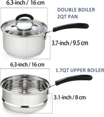 Professional Double Boiler Saucepan 2-Quart, 18/10 Stainless Steel Steam Melt…