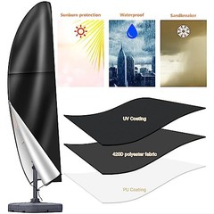 Cantilever Patio Umbrella Cover: Fits 7.5 – 11.5 Ft Dia Offset Umbrella Black