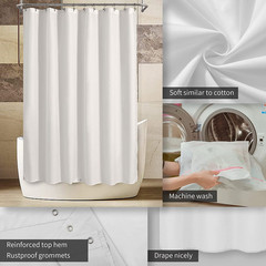 White Fabric Shower Curtain Liner Waterproof Machine Washable 70×72 Magnets New