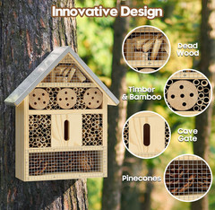 Insect Hotel&Mason Bee House-Butterfly House,Multi-Functional Bee Hotel 4 Garden
