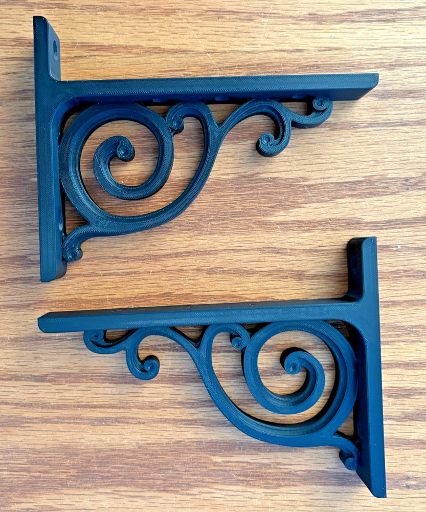 2 Black shelf Shelving Brackets 5 in X 6.5 in Decorative Durable Elegant Sturdy