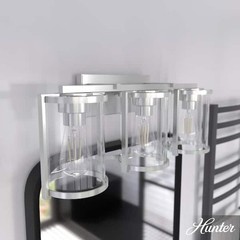 HUNTER Astwood 24.25 in. 3-Light Brushed Nickel Vanity Light, Clear Glass Shades