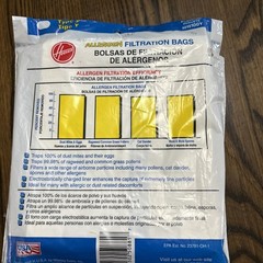Hoover Type Y Allergen Filtration Vacuum Bags 3 Pack Genuine OEM WindTunnel Temp
