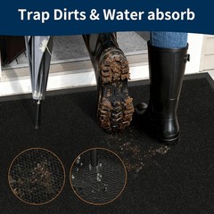 Black Heavy Duty Commercial Entrance Mat Non Slip Beveled Edge Wheelchair Rug