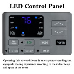 8000 BTU 115V Window Air Conditioner w/Remote Control & LED Digital Panel, Wifi