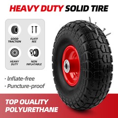 10″ Solid Rubber Tire Wheels Flat Free Tires 4.10/3 Truck Trolley