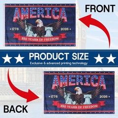 3 Ply 250 Years America Flag – Double Sided Patriotic Eagle 3 X 5 Ft Anniversary