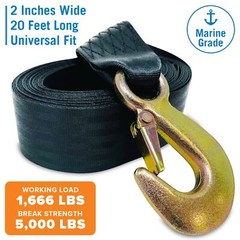 Boat Trailer Winch Strap with Hook Replacement 2″ x 20′