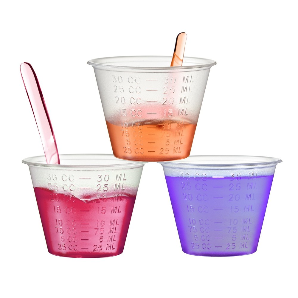 30ml 1oz Graduated Medicine Cups | Lipped Rim Measuring Cups w. Oz ML Tbsp Dram