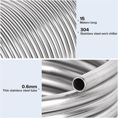 Wort Chiller 3/8″ X 50Ft 304 Stainless Steel Tubing Coil – Food Grade Immersion