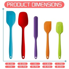 Kodreat 5 Pieces Silicone Spatula Set BPA Free Non Stick Rubber 5, Multicolor