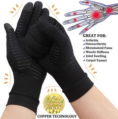 2-Pairs Pack Copper Full Finger Compression Gloves, Copper Arthritis Gloves for