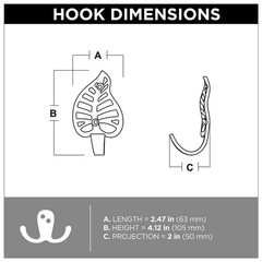 4.25 In. H 35 Lbs. Weight Capacity Matte Black Leaf Hook