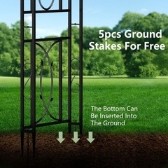 Metal Garden Arch with Ground Stakes Climbing Plant Trellis Wedding Frame Decor