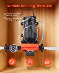 VEVOR RV Water Pump 12V DC 5 GPM (18.9 L/min) 4-Chamber Diaphragm Water Pump