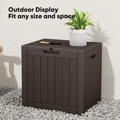 NEWBULIG 31 Gallon Deck Box, Weatherproof Resin Lockable Outdoor Storage.