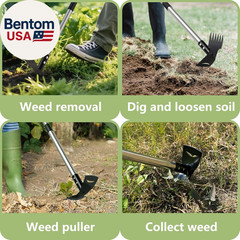 Weed Puller Tool with Long Handle(58In), 2-In-1 Gardening Hand Tools Weeds Remov