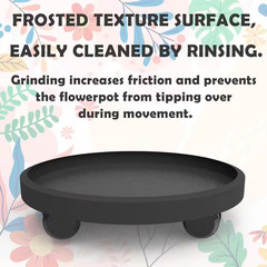 11.02 In. Black Plastic round Indoor/Outdoor Plant Caddy with Wheels Heavy-Duty