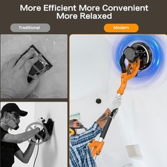 9″ Drywall Sander 750W Pure Copper Motor Auto Vacuum Foldable LED 110V US Plug