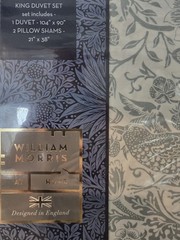 WILLIAM MORRIS KING duvet set STRAWBERRY THIEF TONAL-SOFT MINERAL 100%cotton NEW
