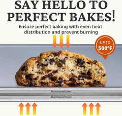 BRONYPRO Non Stick Ceramic Baking Sheet Pan Set of 3, Natural Non Toxic Cookie S