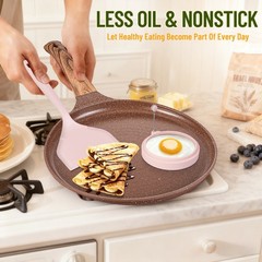 Crepe Pan Nonstick 11 Inch,Dosa Tawa Creamic,For All Stoves,Brown,For Pancake