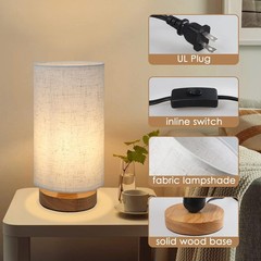 Table Lamps for Bedrooms Set of 2, Minimalist Bedside Lamps Set of 2 with rou…
