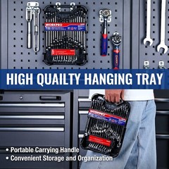WORKPRO 32PC SAE&Metric Combination Wrench Set 12 PT Regular Wrenches set w/Tray