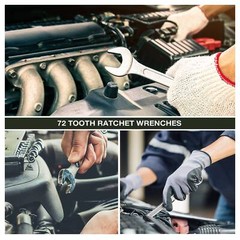 7 Pcs 8mm-19mm Ratchet Wrench Combination Set Open End Standard Garage Tool Set
