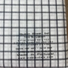 ALDA Texteis~QUEEN SHEET SET~Made In Portugal~100% Cotton~white/black~4 pcs~NWT~