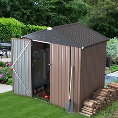 AECOJOY 4’x6’/ 6’x8′ Outdoor Metal Storage Shed for Garden Tools Lockable Door