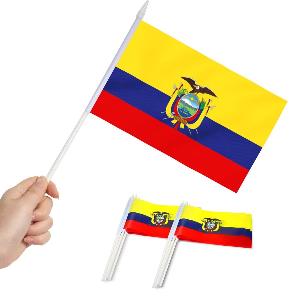 Anley Ecuador Mini Flag 12 Pack – Hand Held Small Miniature Ecuadorian Flags