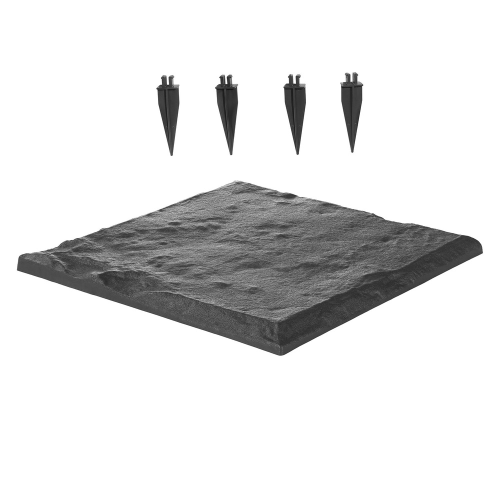 Decorative Stepping Stones with Stakes 4Pcs 15.5×15.5 in Walkway Pavers Grey