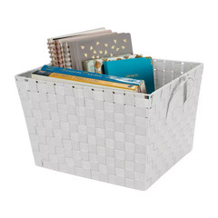 10 In. H X 15 In. W X 13 In. D Gray Plastic Cube Storage Bin