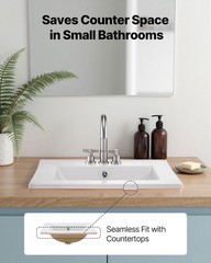 VEVOR Semi Recessed Bathroom Sink White Drop-In Sink 20.08 x 18.31 Inch Ceramic
