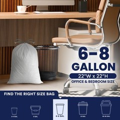 Plasticplace 8 Gallon White Trash Bags, 0.7 Mil, 200 Case
