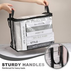 12.6×9.5×9.8in Clear Storage Bags, Plastic Storage Bags with Zipper,M, White