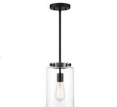 Hampton Bay Mullins 6.75 in. 1-Light Coal Mini Pendant Hanging Light