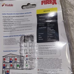 Kidde KN-COEG-3 Explosive Gas Alarm Carbon Monoxide Alarm. No Battery