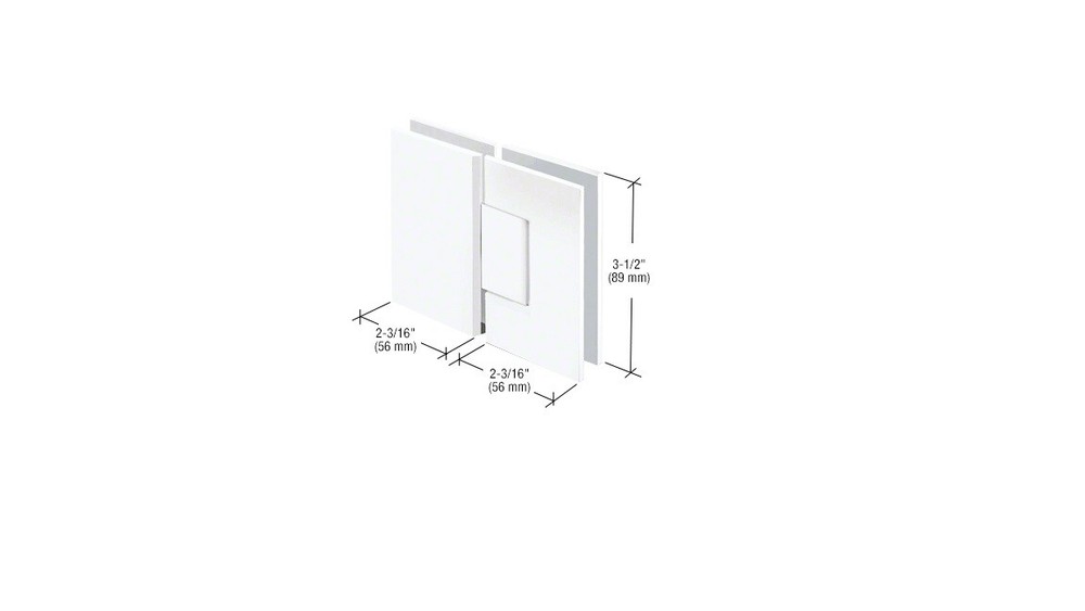 CRL All White Geneva Series 180 Degree Glass-to-Glass Standard Hinge GEN180AW