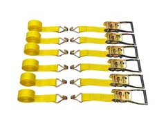 (6) New 2″ x 15′ 5000 lb Ratchet Straps J Hook Heavy Duty Tie Downs