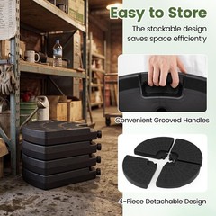 4 Piece 140 Lbs Umbrella Base, Offset Umbrella Weights with Black 140.0 Pounds
