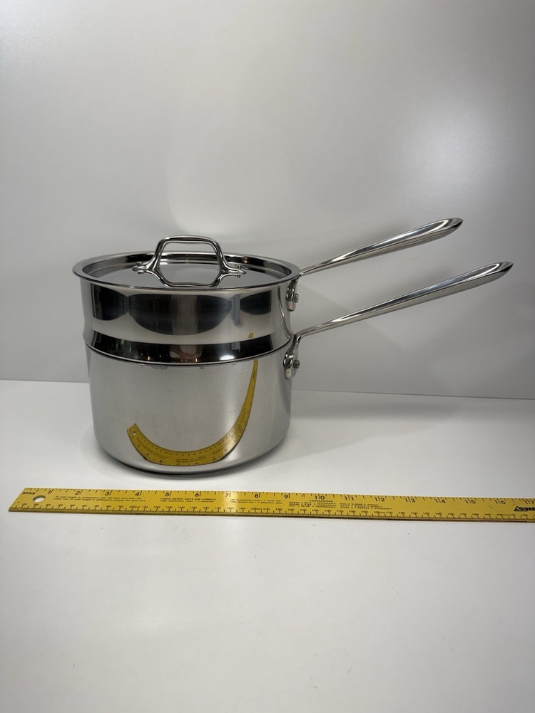 All-Clad Stainless Steel 3.5 qt. Saucepan and Double Boiler And Lid