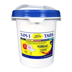 Robelle Chlorine 5-in-1 3″ Tabs Swimming Pool Sanitizer Chemical – 20 Lbs.