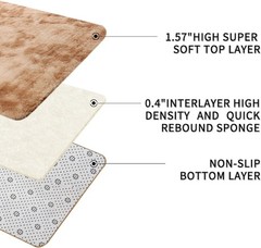 9×12 Living Room, Large Area Rug Soft Plush Carpet Machine Washable, Light Camel