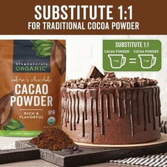Organic Cacao Powder, 8 Oz – Unsweetened Cocoa Powder with Rich Dark Chocolate F