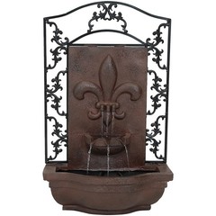 French Lily Polystone Outdoor Wall Fountain – Iron by Sunnydaze
